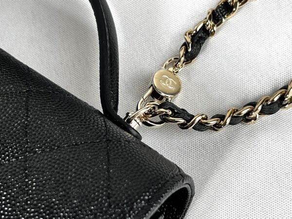 Chanel 25C Black Caviar Backpack with Light Gold Hardware
