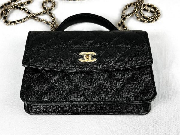 Chanel 25C Black Caviar Backpack with Light Gold Hardware