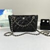 Chanel 25C Black Caviar Clutch on Chain with Light Gold Hardware