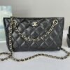 Chanel 25C Black Caviar Clutch on Chain with Light Gold Hardware