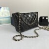 Chanel 25C Black Caviar Clutch on Chain with Light Gold Hardware