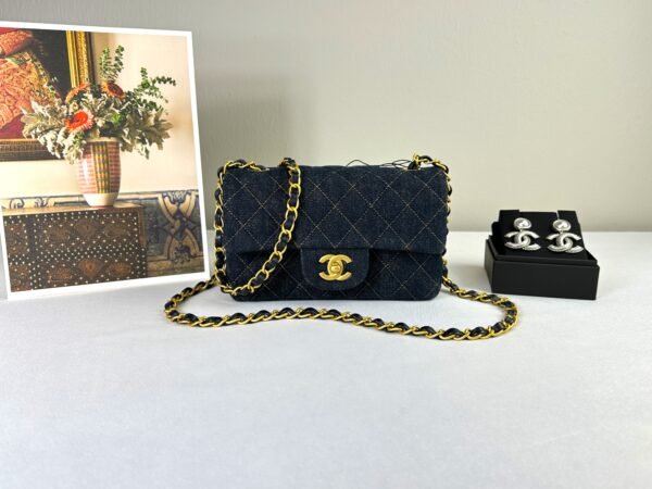 Chanel 25C Denim Rectangular Mini with Matte Gold Hardware