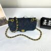 Chanel 25C Denim Rectangular Mini with Matte Gold Hardware