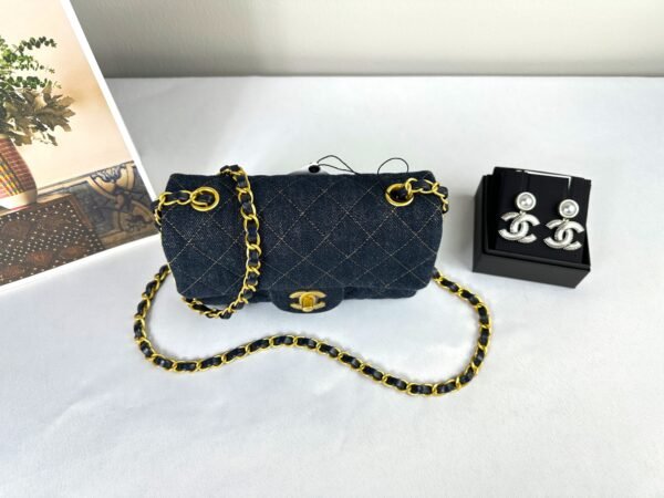 Chanel 25C Denim Rectangular Mini with Matte Gold Hardware