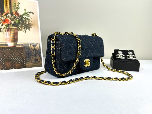 Chanel 25C Denim Rectangular Mini with Matte Gold Hardware