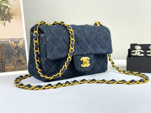 Chanel 25C Denim Rectangular Mini with Matte Gold Hardware
