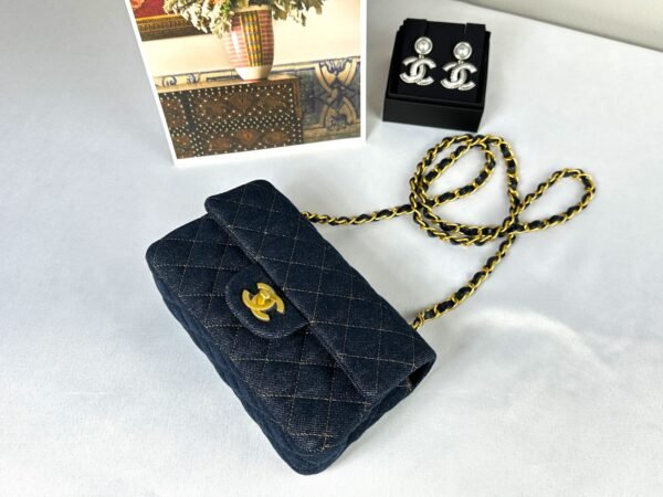 Chanel 25C Denim Rectangular Mini with Matte Gold Hardware
