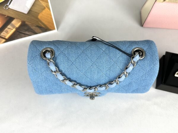 Chanel 25C Light Denim Rectangular Mini with Silver Hardware