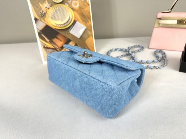 Chanel 25C Light Denim Rectangular Mini with Silver Hardware