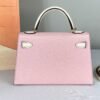 Hermès Rose Sakura and Craie Chèvre Special Order Mini Kelly II