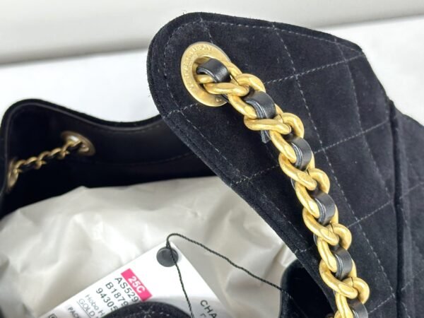 Chanel 25C Black Suede Maxi Pockets Small Hobo Bag