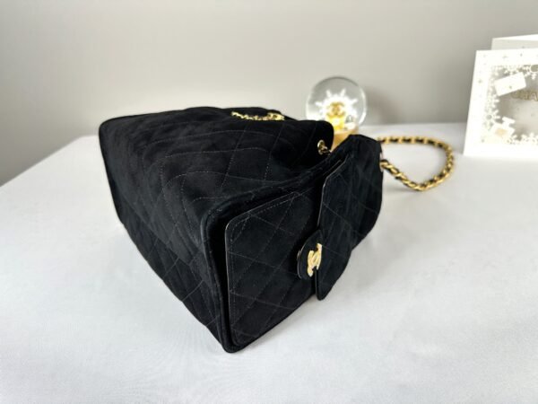 Chanel 25C Black Suede Maxi Pockets Small Hobo Bag