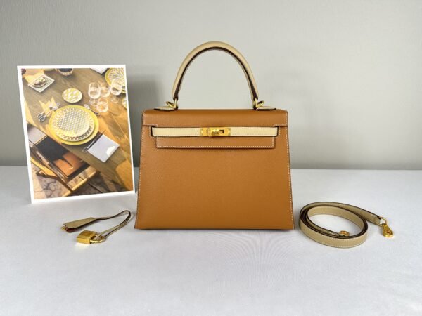Hermès Gold and Trench Epsom Kelly 25 with Gold Hardware