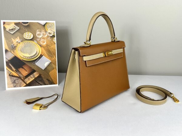 Hermès Gold and Trench Epsom Kelly 25 with Gold Hardware