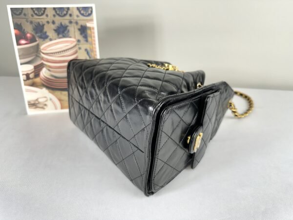 Chanel 25C Black Small Maxi Pockets Hobo Bag