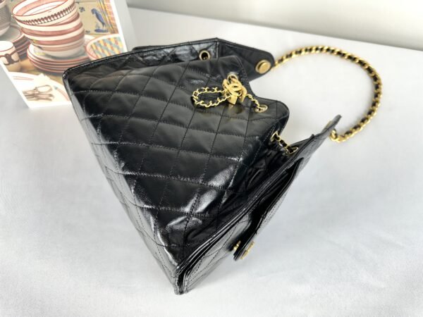 Chanel 25C Black Small Maxi Pockets Hobo Bag