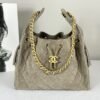 Chanel 25C Grey Suede Small Maxi Pockets Hobo Bag