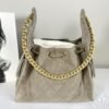 Chanel 25C Grey Suede Small Maxi Pockets Hobo Bag