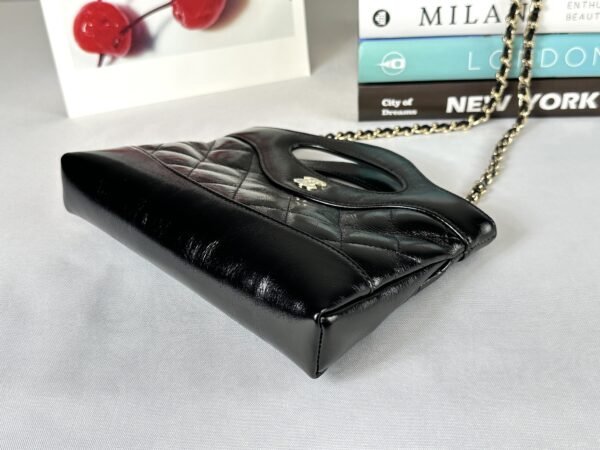 Chanel 25P Black Shiny Lambskin Nano 31