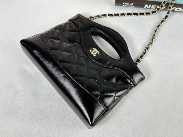 Chanel 25P Black Shiny Lambskin Nano 31