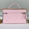 Chanel 25P Pink Caviar Top Handle Long Vanity with Removable Chain