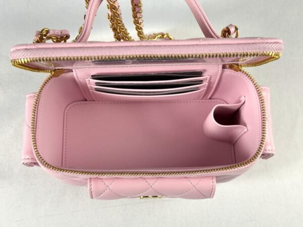 Chanel 25P Pink Caviar Top Handle Vanity with Chain