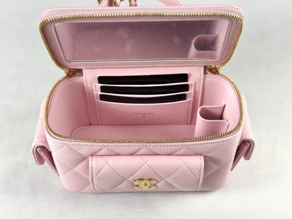 Chanel 25P Pink Caviar Top Handle Vanity with Chain
