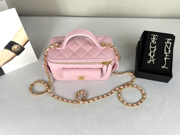 Chanel 25P Pink Caviar Top Handle Vanity with Chain