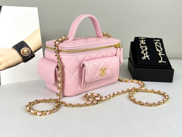 Chanel 25P Pink Caviar Top Handle Vanity with Chain