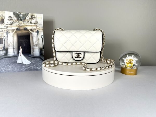 Chanel 25P White Lambskin Flap Bag