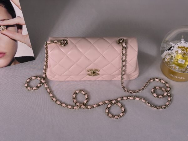 Chanel 25S Pink Lambskin Flap & Go Wallet on Chain