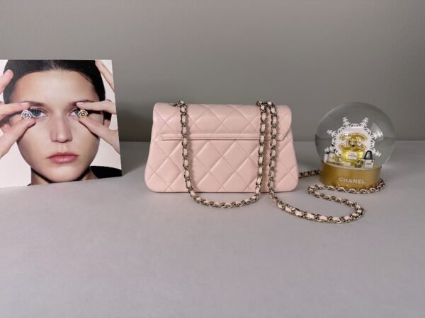 Chanel 25S Pink Lambskin Flap & Go Wallet on Chain