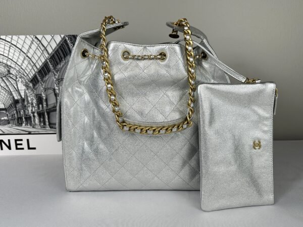 Chanel 25S Silver Caviar Medium 25 Bag