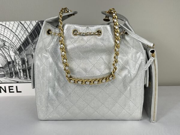 Chanel 25S Silver Caviar Medium 25 Bag
