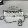 Chanel 25S Silver Calfskin Kelly Clutch with Chain