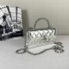 Chanel 25S Silver Calfskin Kelly Clutch with Chain
