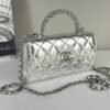 Chanel 25S Silver Calfskin Kelly Clutch with Chain