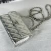 Chanel 25S Silver Calfskin Kelly Clutch with Chain