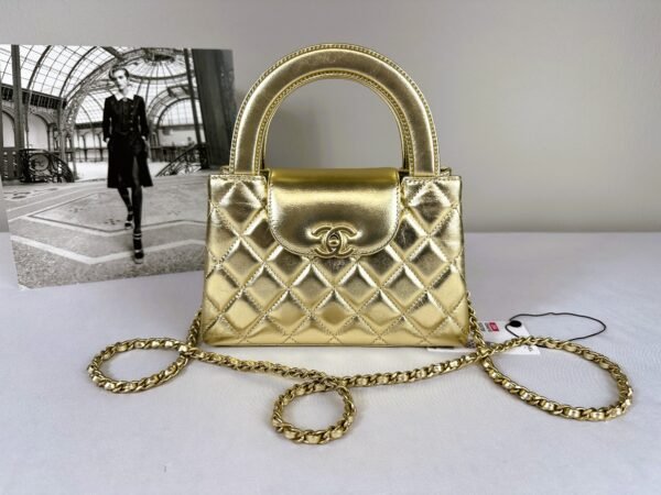 Chanel 25A Gold Calfskin Nano Kelly