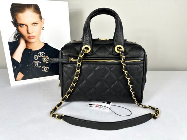 Chanel 25A Black Caviar Small CC Travel Bag