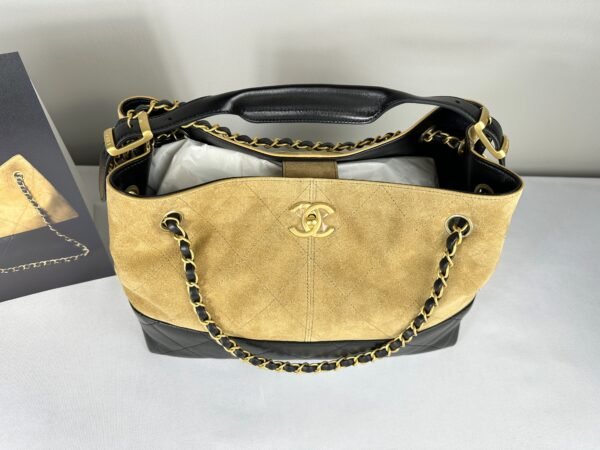 Chanel 25A Beige Suede Small Hobo Bag