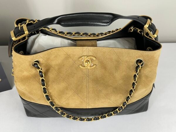 Chanel 25A Beige Suede Small Hobo Bag