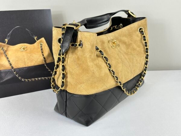 Chanel 25A Beige Suede Small Hobo Bag