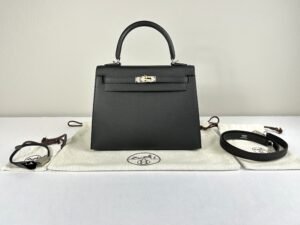Hermès Black Epsom Kelly 25 with Palladium Hardware
