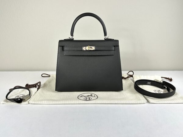Hermès Black Epsom Kelly 25 with Palladium Hardware