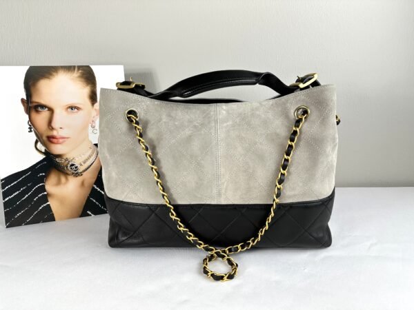 Chanel 25A Grey Suede Hobo Bag