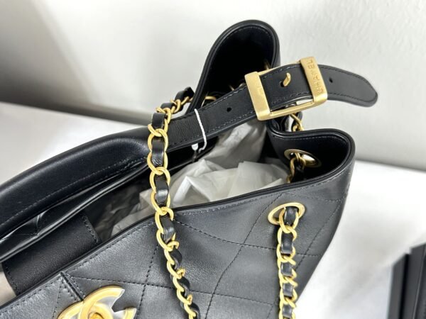 Chanel 25A Black Calfskin Small Shopping Tote