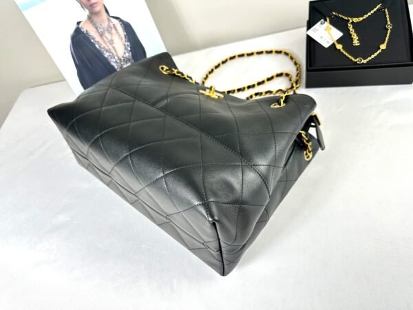 Chanel 25A Black Calfskin Small Shopping Tote