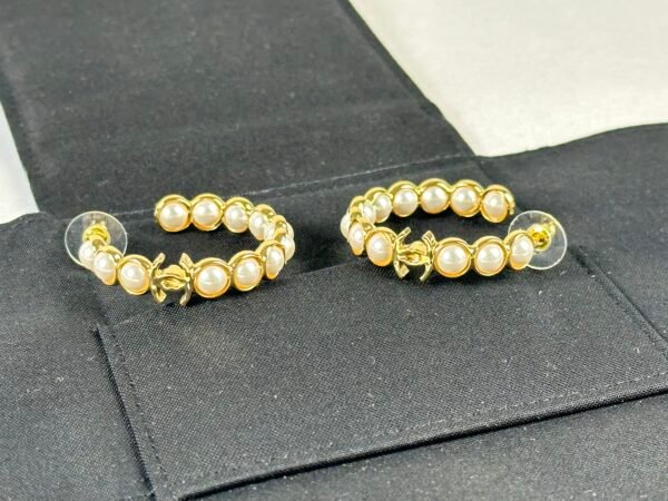 Chanel 24S Pearl Hoop Earrings