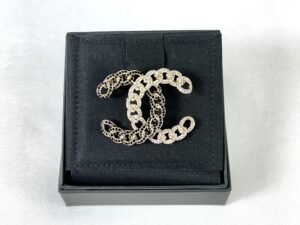 Chanel Black and White Crystal Brooch